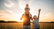 © for you - Celebrating happy father's day a loving family moment with dad and children in golden hour