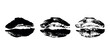 © Daria Shane - Set of lipstick kiss print Different shapes of lips Black imprint Female sexy lips makeup Design elements for beauty fashion poster Valentines Day wedding