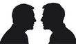 © Usama - Men face each other in a profile silhouette to engage in a professional conversation or debate.