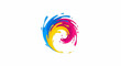 © suntik - Swirling abstract splash of blue, yellow, and pink paint strokes
