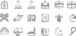 © Manharul - Islamic Line Icon Set Featuring Ramadan Kareem, Holy Quran, Kaaba, Mosque, Prayer Rug, Lanterns, Crescent Moon, Prayer Beads, And Religious Worship Graphics