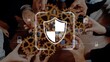 © InfiniteFlow - Visual representation of teamwork and security featuring gears and a shield, highlighting collaboration in technology and business for effective digital transformation. Raster