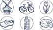© ShababHussen - Dutch icons silhouette collection windmill bicycle tulip clogs and canal houses