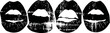 © smth.design - four black lips prints in a row with different textures and wear levels on white background