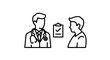 © wisesa - Doctor and patient with checklist, medical consultation, healthcare concept, line art icon