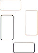 © kang aja - Four smartphone screen mockups with blank white displays and various colored frames