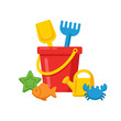 © Lumora Studio - Beach toys set with bucket shovel rake and molds