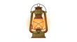 © Roy Arifin - A vintage green metal kerosene lantern shining brightly with a warm orange glow.