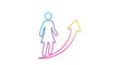 © Vonra - Woman's career growth, upward arrow, progress, success, development, colorful gradient