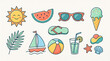 © InoStudiox - Icônes d’été avec objets de vacances colorés