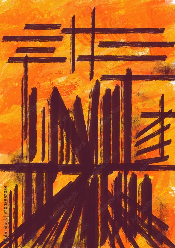 Orange abstract background with black lines Stock Illustration | Adobe ...