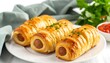 © Mita - Savory golden brown sausage rolls on plate