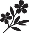 © MDASHRAFUL - Flower Branch Silhouette Vector Illustration - Floral Stem with Blossoms and Leaves Botanical Icon Isolated on White
