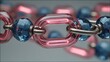 © No PEOPLe - blue and pink beads with metal hook connector macro closeup jewelry detail
