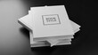 © Growong - Minimalist Stack of White Books with Blank 'Book Title' Cover on a Dark Background