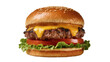 © Freya - Juicy beef burger with melted cheese fresh tomato and lettuce, isolated on transparent background