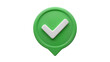 © Freya - Green circular pin with white checkmark, isolated on transparent background