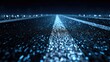 © Akbar - Futuristic digital road with glowing lanes stretches to horizon