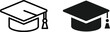 © MDABDUS - Graduation mortarboard cap icons representing academic achievement and success for students completing their higher education journey