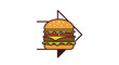 © Carlos - Delicious Burger Illustration Combined With Abstract Geometric Shapes In Vivid Colors Present