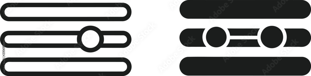 Setting Sliders Icon Set of two adjustment slider icons for interface controls and volume ...
