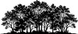 © creative - Dense deciduous forest tree line silhouette against a plain horizon