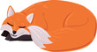 © WinWin - Cute cartoon fox sleeping peacefully, warming itself with its fluffy tail