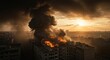 © yay - Cityscape on fire at sunset.