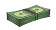© tuyuk - A bundle of stylized green bills bound by a pink rubber band