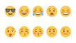 © abidakhatun - Emojis representing variety moods: A collection of various emoji faces, each portraying a distinct emotion, from joy and laughter to sadness and worry.