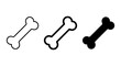 © MST - Bone icons, dog bone shapes, black and white vector graphics, pet symbols