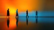 © NurulDifa - Silhouetted figures move across a reflective, vibrant, motion-blurred background