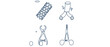 © MDARIFUL - Vascular Surgery Medical Icon Set with 4 Editable Stroke Vector Icons: Stent, Vascular Graft, Surgical Clamp, and Locking Hemostat. Professional Healthcare and Cardiology Line Art Bundle.
