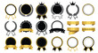 © Ethan - Huge set of black and gold award medals, laurel wreaths, ribbons, and crown seals for premium quality certification.