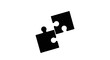 © Mike - Two black puzzle pieces connecting on white background, symbolizing teamwork and solution