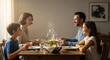 © baska - Family enjoying a meal together indoors.