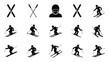© FahimAbrar - Set of 15 Black and White Skiing Sport Vector Icons