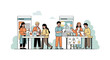 © Betty - Career fair exhibition with people visiting information booths