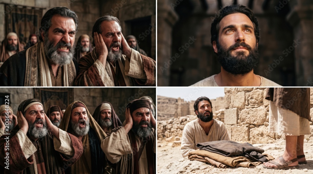Saint Stephen the deacon facing angry council members and false ...