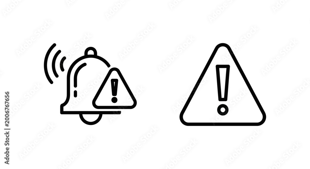 Monitoring alert and status warning icons with notification attention ...