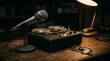 © sxcd - Vintage Microphone And Reel To Reel Tape Recorder On Wooden Desk