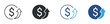 © Icon Atelier - Dollar rate increase icon set. currency symbol with upward arrow. financial growth and exchange concept. vector illustration.