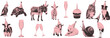 © SpiximCreation - halftone pop art birthday party elements set with animals cake candle glass and celebration objects