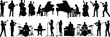 © MDSOHIDUL - Jazz band musicians silhouette collection performing with black and white musical group live music ensemble performance musician group performing arts music set