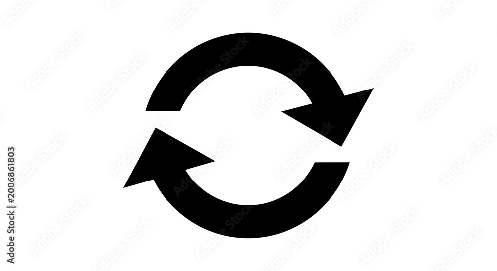 Black and white circular arrow symbol with gradient fill, minimalist ...