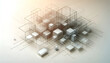 © Володимир Кучмійов - Transparent geometric cubes and wireframe structure abstract technology background with light gradient futuristic data network concept digital transformation visualization