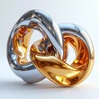© Yuliana sofa - Abstract Interlocked Gold and Silver Metallic Rings 3D Sculpture