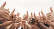 © Ans Creative - Group of Diverse Hands Giving Thumbs Up for Success, Positive Feedback and Teamwork Concept, Multi-ethnic Community Support Gesture
