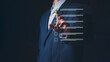 © 418 House - Businessman touching a virtual checklist with green checkmarks for task management, Concept of quality control, business compliance, standard operation procedures, and successful evaluation.