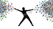 © Sher - Person silhouette pulling multiple colorful mobile application icons tied together with long black thin strings